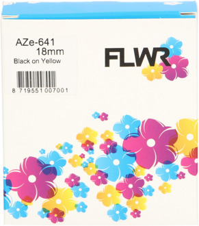 FLWR Brother TZE-641 zwart op geel breedte 18 mm labels