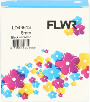 FLWR Dymo 43613 zwart op wit breedte 6 mm labels