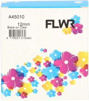 FLWR Dymo 45010 zwart op transparant breedte 12 mm labels