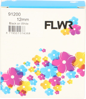FLWR Dymo 91200 zwart op wit breedte 12 mm labels