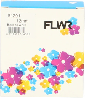 FLWR Dymo 91201 zwart op wit breedte 12 mm labels