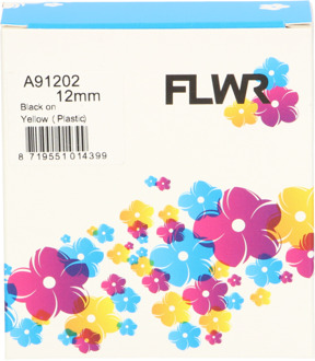 FLWR Dymo 91202 zwart op geel breedte 12 mm labels
