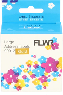 FLWR Dymo 99012 adreslabel 36 mm x 89 mm goud labels