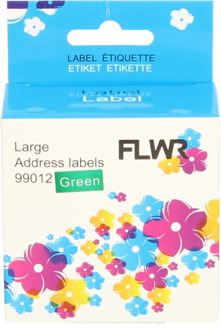 FLWR Dymo 99012 adreslabel 36 mm x 89 mm groen labels