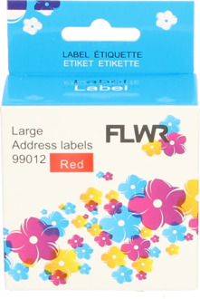 FLWR Dymo 99012 adreslabel 36 mm x 89 mm rood labels