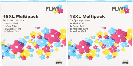 FLWR Epson (2X) 18XL Multipack zwart en kleur cartridge