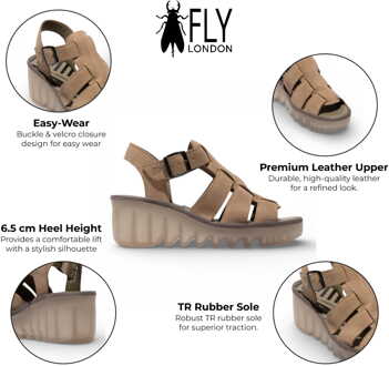 Fly London BAIC621FLY damessandalen met sleehak van suède leer in taupekleur. - EU 38