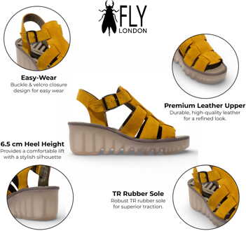 Fly London BAIC621FLY gele suède leren sandalen met sleehak voor dames Geel - EU 38