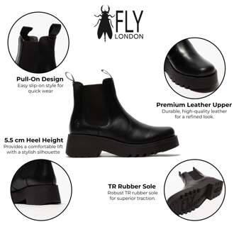 Fly London Dames MEDI789 Zwarte Chelsea Boots - maat