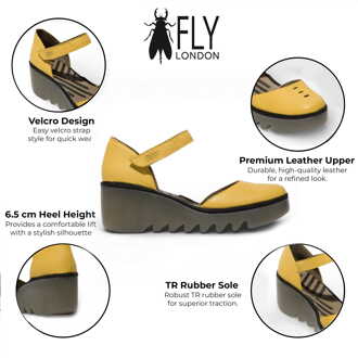 Fly London dames sandalen met sleehak, model BISO305FLY, van suède leer, geel. - EU 41