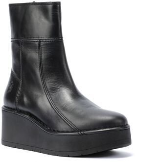 Fly London Hann Leren Vrouwen Laarzen Zwart