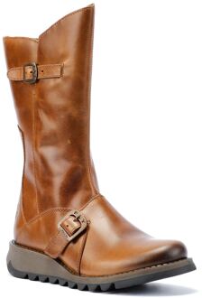 Fly London Mes 2 Leder Dames Camel Laarzen Bruin