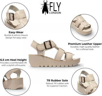 Fly London YUDD236FLY damessandalen met sleehak van gebroken wit leer - EU 38