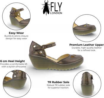 Fly London Yuna damessandalen met sleehak, bronsbruin leer - EU 40