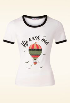 Fly With Me T-shirt in Gebroken Wit Wit/Multicolour