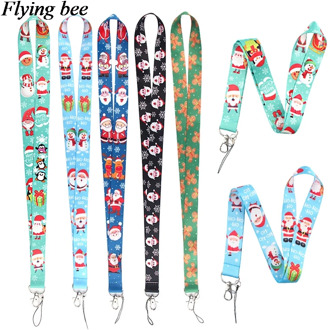 Flyingbee Christmas series Keychain Phone Lanyard Cartoon Punk Neck Strap for Keys ID Card Mobile Phone Lanyards X0654