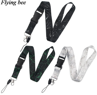 Flyingbee Marble Printing Keychain Phone Lanyard Women Fashion Strap Neck Lanyards for ID Card Phone Keys X0845