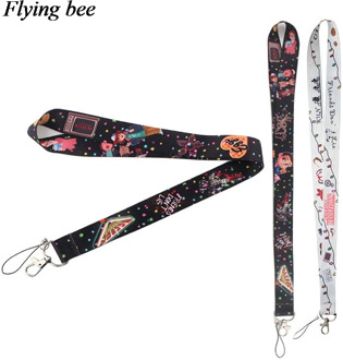 Flyingbee weird things Lanyard Phone Rope Keychains Phone Lanyard for Keys ID Card Cartoon Lanyards For Men Women X0382