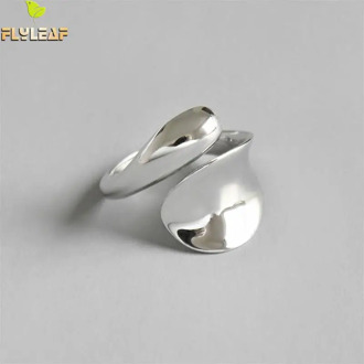 Flyleaf Real 925 Sterling Silver Irregular Glossy Rings For Women High Quality Fashion Fine Jewelry Femme Open Ring Ins Style