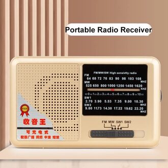 Fm/Mw/Sw Radio Mini Draagbare Full Band Ontvanger Met 3.5Mm Koptelefoonaansluiting Telescopische Antenne High Fidelity full Range Speaker met een Li accu