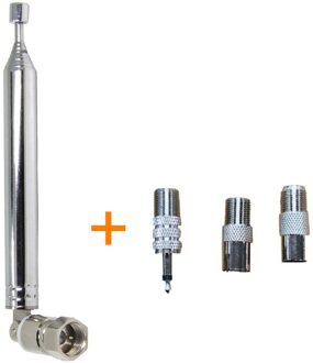 Fm Radio Antenne 75 Ohm F Type Man Telescopische Antenne Fm Telescopische Antenne Met 3 Adapters 76Cm