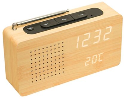 Fm Radio Bamboe Led Elektronische Display Met Led Klok Desktop Mini Draagbare Radio Home Radio Mini Temperatuur Display