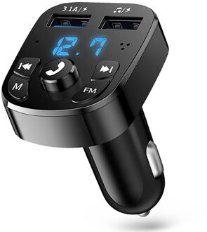 Fm-zender Bluetooth 5.0 Adapter Kleurrijke Auto Mp3 Speler Handsfree Bellen 2 Usb-poort Met Pd Qc 3.0 Snel Opladen auto Kit zwart