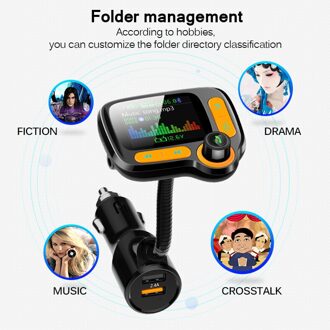 Fm-zender Bluetooth 5.0 Aux Handsfree Auto Modulator Kleur Screen Auto Mp3 Speler Auto Kit Dual Usb fast Charger