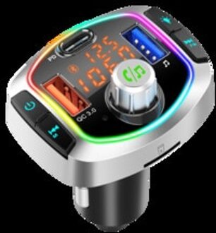 Fm-zender Car Kit Bluetooth 5.0 Handenvrij Aux Modulator QC3.0 Usb Snellader Audio MP3 Speler Met Omgevingslicht