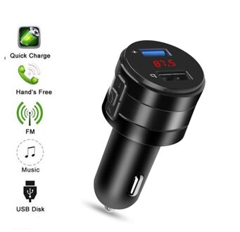 Fm-zender Modulator Bluetooth 5.0 Car Charger Adapter Voltage Display Car Kit Audio MP3 Speler Tf Card U Disk Usb lader Car lader 2