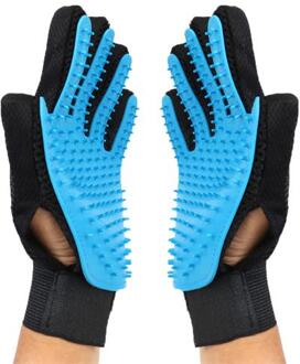 FML Huisdier Handschoen Voor Katten Grooming Hond Accessoires Pet Hair Deshedding Borstel Kam Handschoen Vinger Reiniging Massage Handschoen Voor Animal licht blauw-righthand