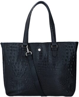 FMME Cathy shopper/laptoptas 15.6 inch black croco