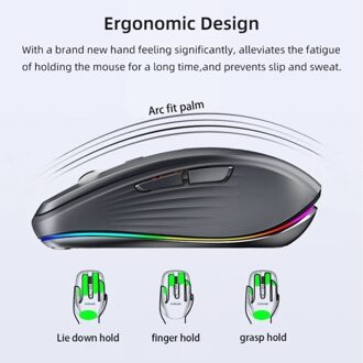FMOUSE 2.4G+BT5.1 Dual-mode Wireless Mouse Computer Gaming Mice Ergonomic Design 4-gear Adjustable DPI Built-in Rechargeable Battery for Laptop