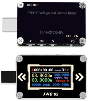 FNIRSI-FNB48 1.77 Inch High Definition Voltmeter Ampèremeter Multifunctionele Mobiele Telefoon Opladen Huidige Capaciteit Tester FNC88