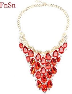 FnSn Gold Chokers Crystal Verklaring Hanger Ketting Vrouwen Wedding Party Rhinestone Kraag Water sieraden Parure N153