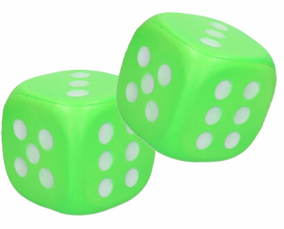 Foam Dobbelsteen - 2x - 12 cm - groen - grote dobbelstenen - dobbelspel