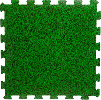 Foam puzzelmat zwembadtegels / fitnesstegels - Gras - 8x stuks - 50 x 50 cm p/stuk Groen