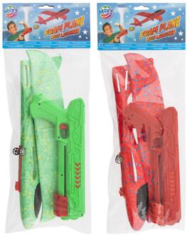 Foam vliegtuig 35cm met lanceerder verschillende