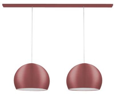 Focus Track Hanglamp, 2x E27, Metaal, Rood Cowhide/wit, L.70cm