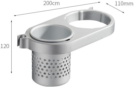 Föhn Houder Föhn Organizer Met Kam Bekerhouder Muurbevestiging Haar Föhn Opknoping Rack Voor Badkamer zilver