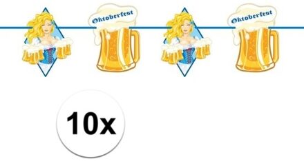 Folat 10x Oktoberfest/bierfeest slingers met blonde dame 10 m