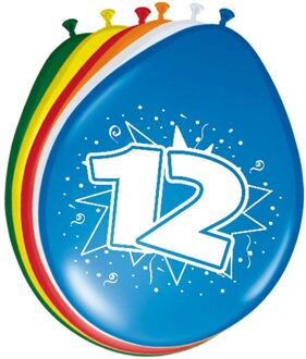 Folat 12 jaar verjaardag ballonnen - 24x stuks - versiering - mix kleuren
