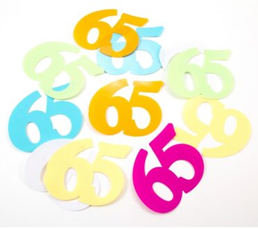 Folat 12x Mega confetti 65 jaar gekleurd Multi