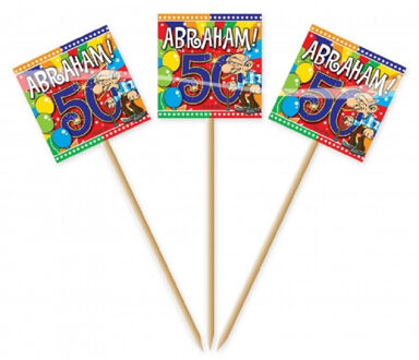 Folat 150x stuks Cocktailprikkers Abraham 50 jaar