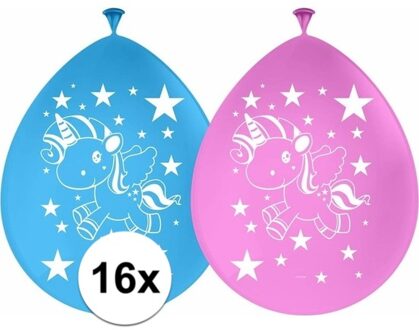 Folat 16x Eenhoorn themafeest ballonnen 30 cm - Action products