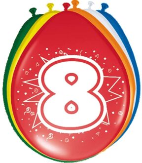Folat 16x stuks Ballonnen versiering 8 jaar - Ballonnen Multikleur