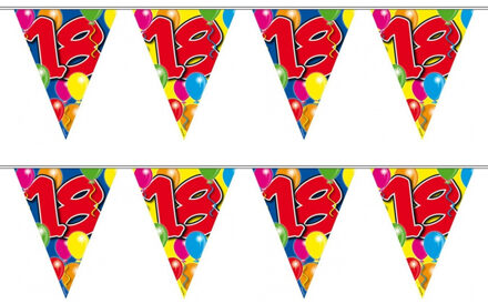 Folat 18 jaar Leeftijd versiering vlaggenlijn / vlaggetjes - 2x - slinger - 10 meter - kunststof
