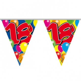 Folat 18 jaar Leeftijd versiering vlaggenlijn / vlaggetjes - slinger - 10 meter - kunststof