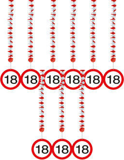 Folat 18 jaar verjaardag versiering - rotorspiralen plafond - verkeersborden thema - 9x stuks