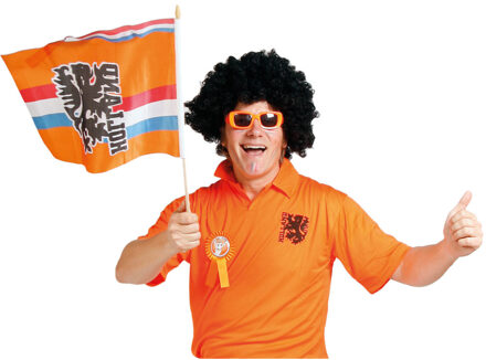 Folat 1x stuks Oranje zwaaivlag Holland met leeuw - Oranje feest/ EK/ WK versiering artikelen